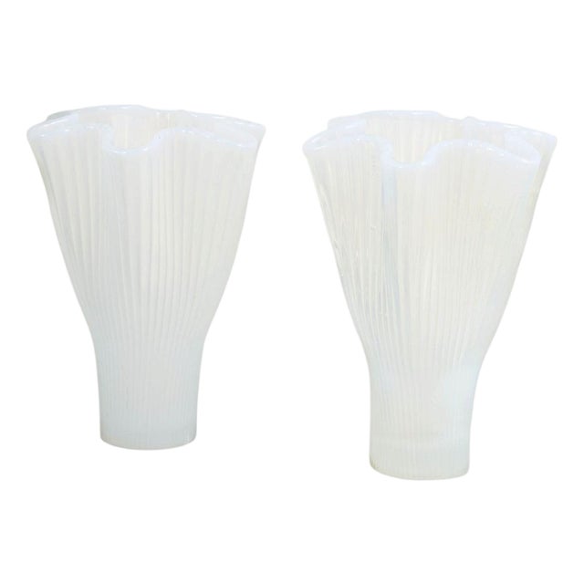 Vintage Swedish Reffla Art Glass Vases by Arthur Percy for Gullaskruf, 1970s, Set of 2 For Sale