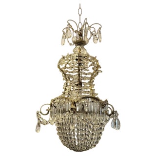 Small French Basket Chandelier, 1950s For Sale