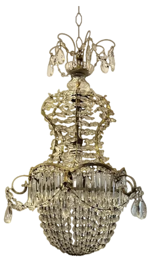 Small French Basket Chandelier, 1950s