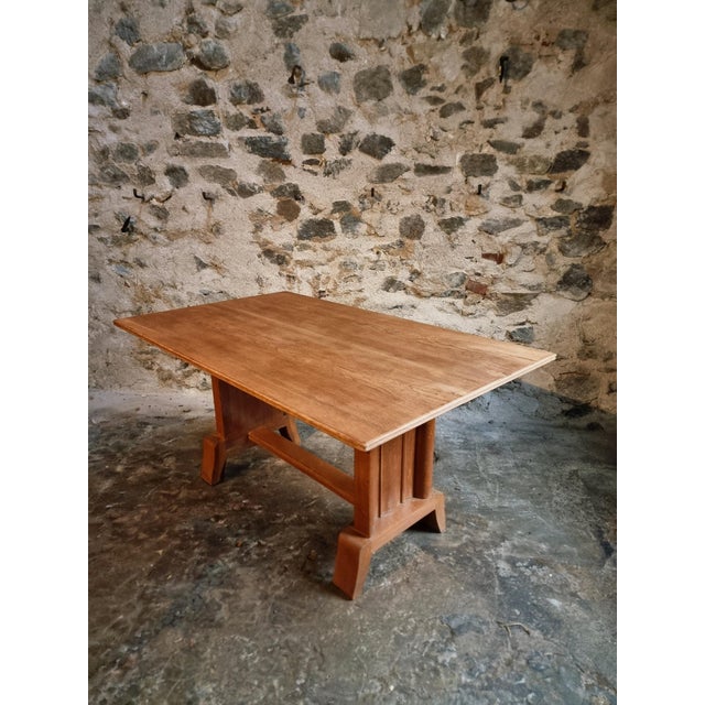 French Art Deco Oak Dining Table, 1930s For Sale - Image 11 of 14
