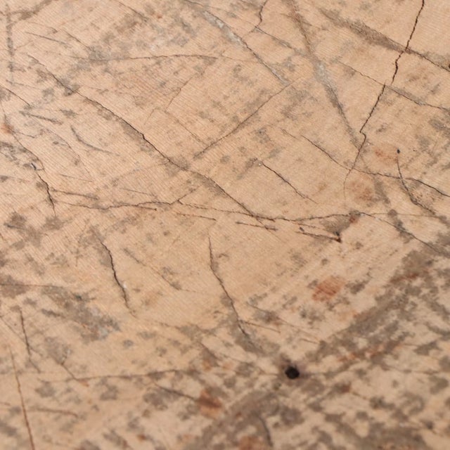 2010s Rustic Round Wood Slice Painted Three-Legged Accent Table For Sale - Image 5 of 10