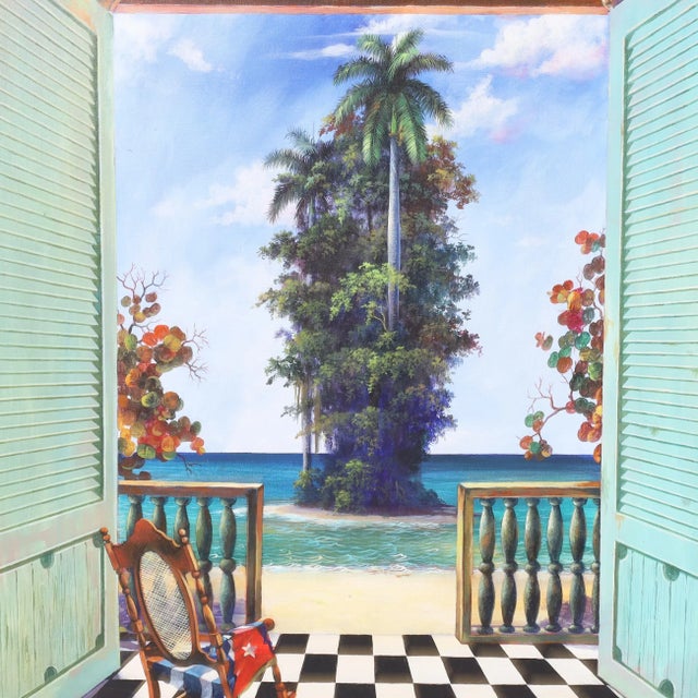 Modern Painting on Canvas a View From a Beach House by Armando Mejia For Sale - Image 3 of 6