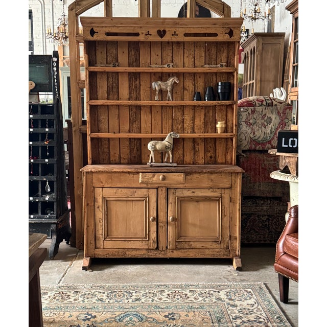 One piece/part Welsh cupboard hand forged nails three shelf case The dresser has shoe feet that protrude on the front...