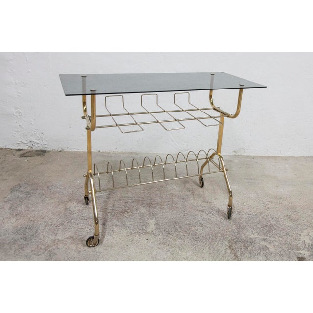 Rolling Record Storage Cart with Smoked Glass Top, 1970s For Sale - Image 9 of 11