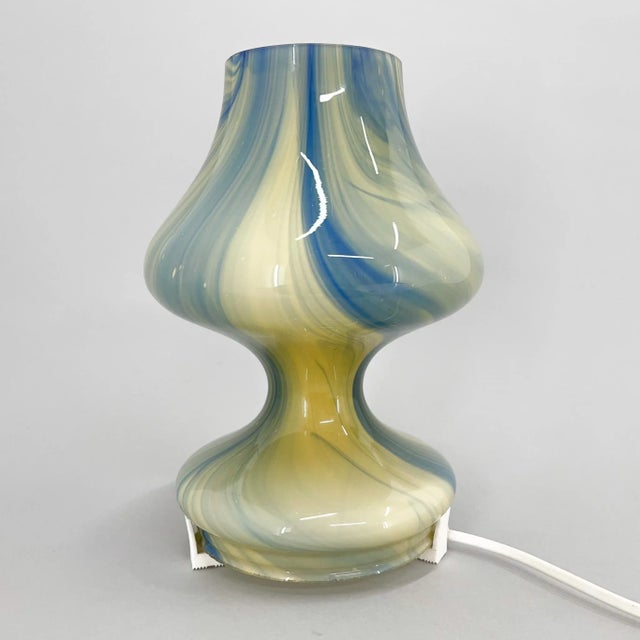 Vintage table lamp made of glass in beautiful colours. Original plastic construction for wiring. Bulb: 1x E14-E15. Up to...