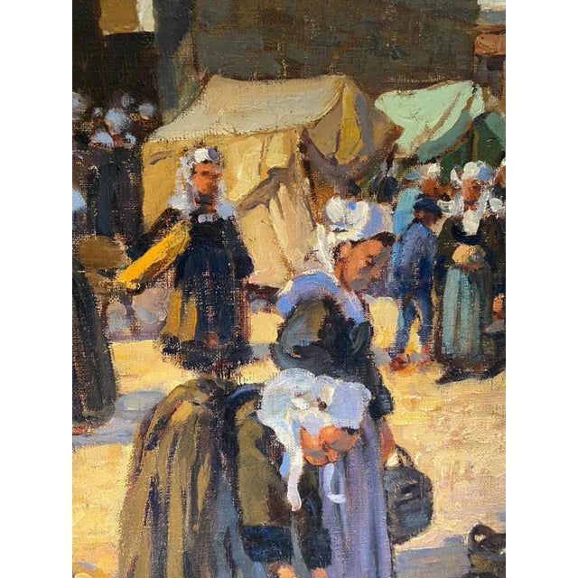 Georges Riom, Concarneau's Market, Oil on Canvas, 1908 For Sale - Image 5 of 9