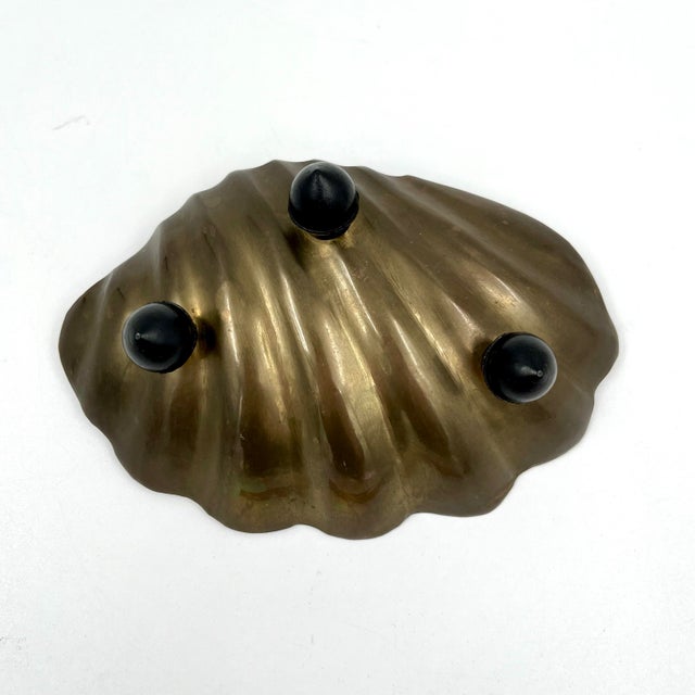 Vintage Brass Scallop Shell Ashtray, Soap Dish, Trinket Dish Coastal Decor For Sale - Image 10 of 10