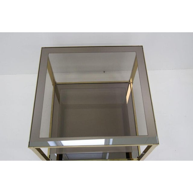 Late Mid-Century Regency Brass Side Table in Smoked Glass, Italy, 1970 For Sale - Image 14 of 18