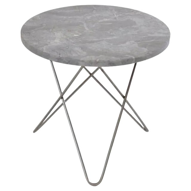 Grey Marble and Steel Mini O Table by OxDenmarq For Sale