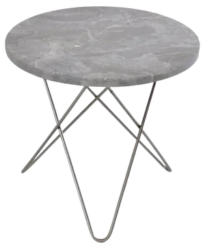 Grey Marble and Steel Mini O Table by OxDenmarq