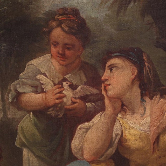 French Artist, Rococo Genre Scene, 1770, Oil on Canvas For Sale - Image 11 of 16