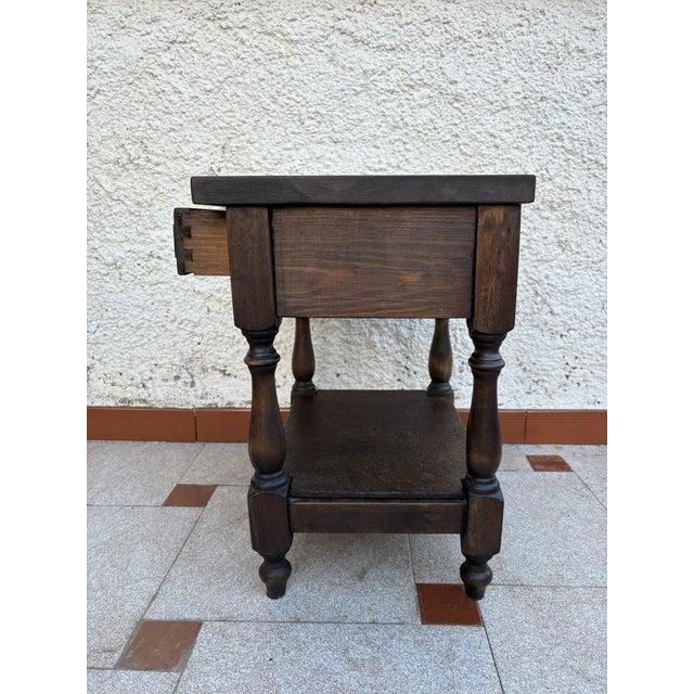 Spanish Castilian Bedside Tables in Wood, 1940s, Set of 2 For Sale - Image 9 of 12