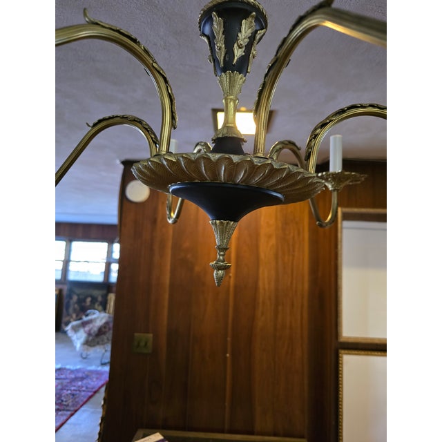 1950s Vintage Mid Century Italian Gilt Hollywood Glamour Chandelier For Sale - Image 5 of 8