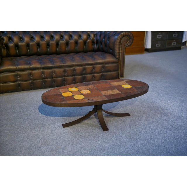 Coffee Table in Lava Stone and Ceramic by Jean Jaffeux, 1960s For Sale - Image 4 of 10