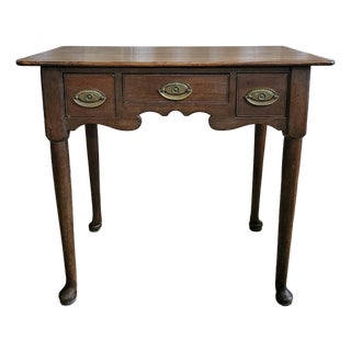 Late 19th Century George II Period Oak 3 Drawer Lowboy With Pad Feet For Sale