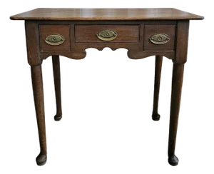 Late 19th Century George II Period Oak 3 Drawer Lowboy With Pad Feet