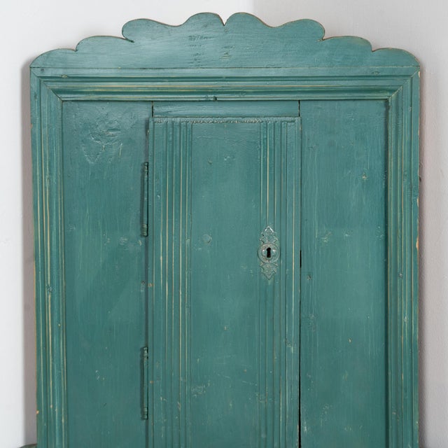 Farmhouse Late 19th Century Swedish Original Painted Hanging Corner Cabinet For Sale - Image 3 of 12