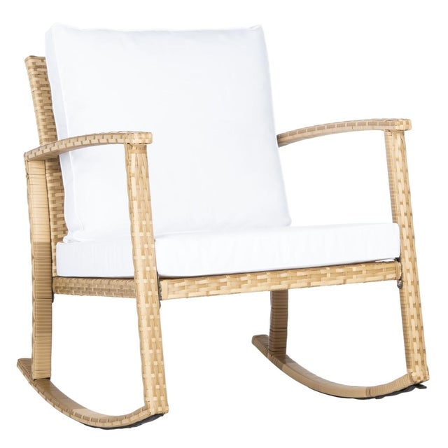 White Daire Rocking Chair, Natural/White Cushion For Sale - Image 8 of 11