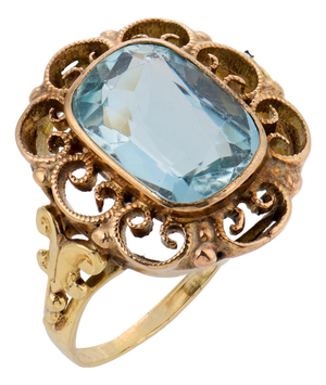 19th Century Victorian 3.00 Carat Aquamarine 14k Yellow Gold Ring, Size 7