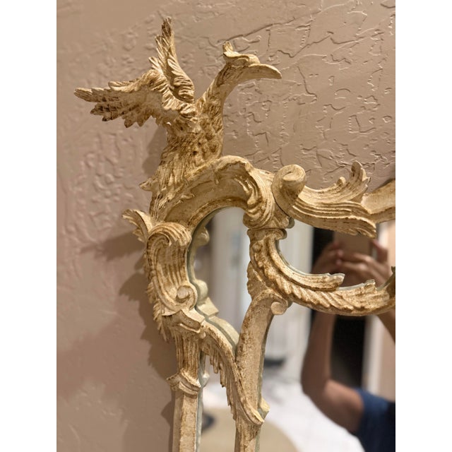 Thomas Chippendale Early 20th Century Chinese Chippendale Ho-Ho Bird Carved Gilt Wood Mirror For Sale - Image 4 of 9