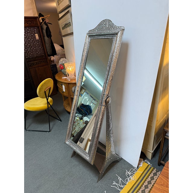 Design Plus Gallery presents a Tin Cheval Floor Mirror with Hand-Hammered Design. The hand-punched tin (hojalata) over...