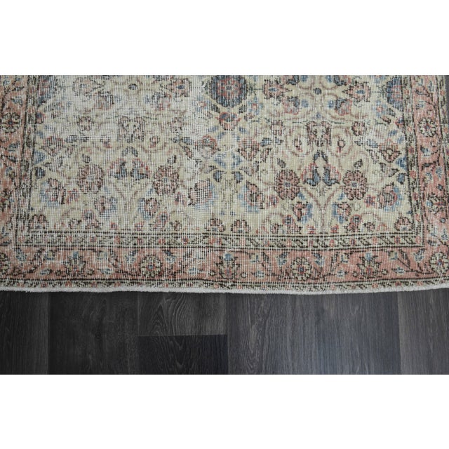 1970s Vintage Handmade Wool Cotton Beige Area Rug For Sale - Image 10 of 11