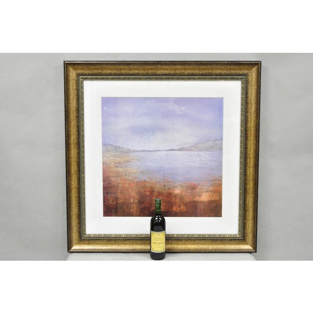 Contemporary Art Quiet Lake VIII by Suzanne Etienne Decorative Framed Matted Print under Glass(HG008B). Circa 21st...