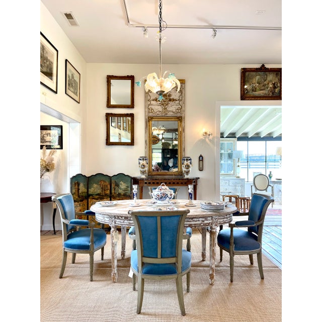 Late 18th Century Antique French Directoire Period Armchairs in Sky Blue- Set of 4 For Sale - Image 9 of 9