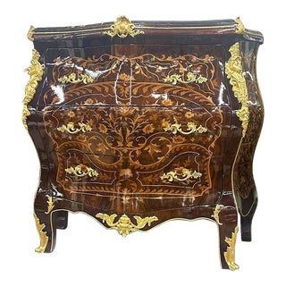 French Style Copper Commode Marble Topped Furniture For Sale