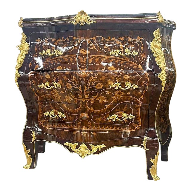 French Style Copper Commode Marble Topped Furniture For Sale