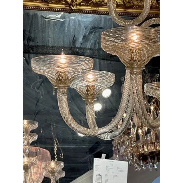 Large Scale Two-Tiered Gold Murano Glass Chandelier For Sale In Dallas - Image 6 of 9