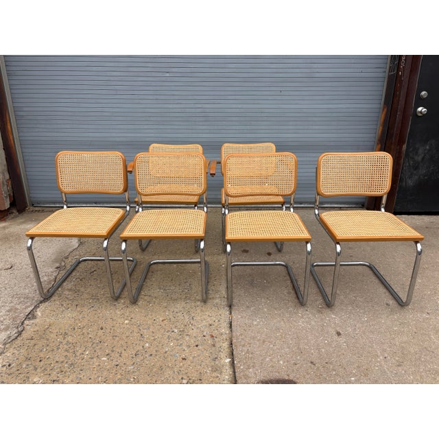 Marcel Breuer 1980s Set of 6 Cesca Chairs Attributed to Marcel Breuer For Sale - Image 4 of 10
