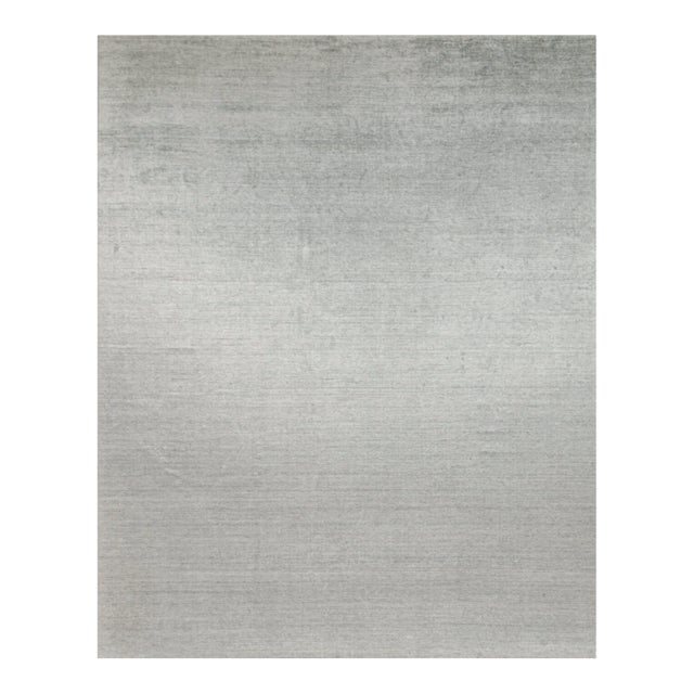 2010s Rug & Kilim’s Modern Rug in Solid Gray and Off-White Striae - 12x15 For Sale
