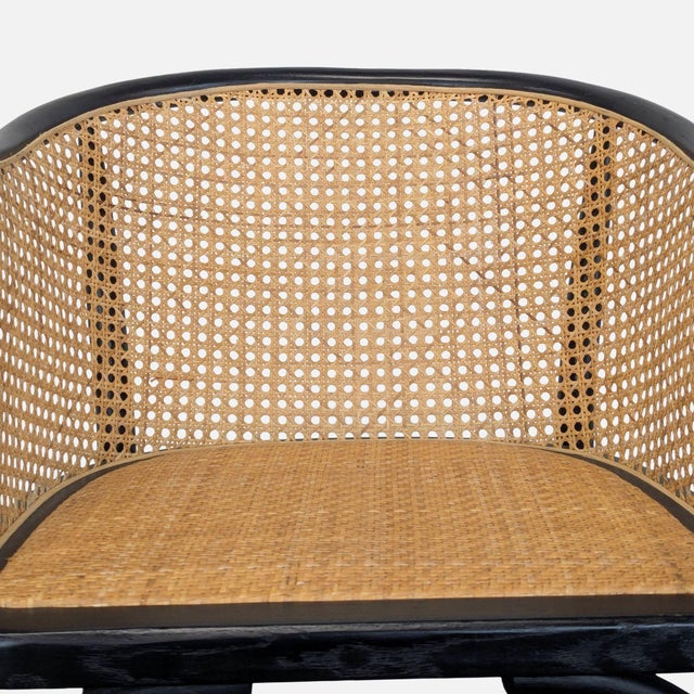 Pottery Barn Barrel Back Cane Dining Armchair For Sale - Image 10 of 10