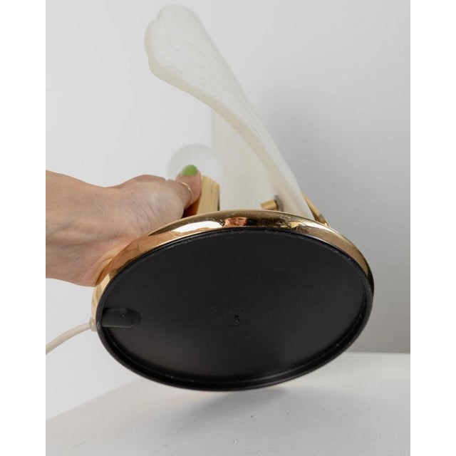 Vintage Murano Glass Table Lamp with Leaf Shaped Glass with Gold Metal Base, Italy, 1980s For Sale - Image 10 of 11