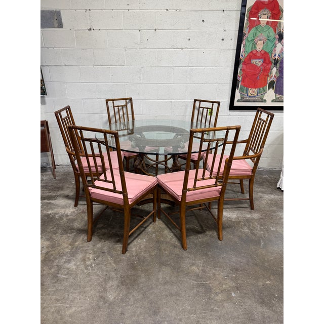Coastal Vintage Wicker Dining Center Table For Sale - Image 10 of 10
