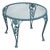 Wrought Iron Outdoor Round Mesh Top Patio Table With Floral Motif For Sale