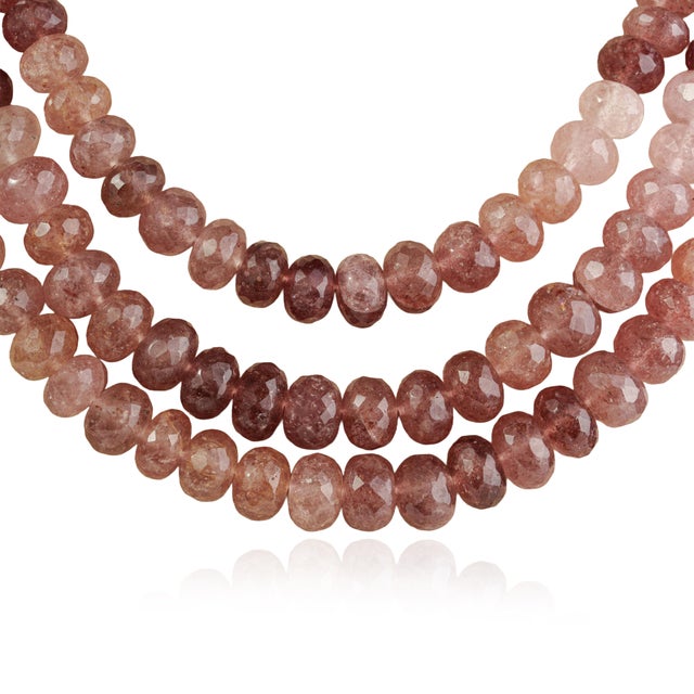 Art Deco Late 20th Century Style Natural Strawberry Quartz Multi-Strand Statement Necklace, 18" For Sale - Image 3 of 14
