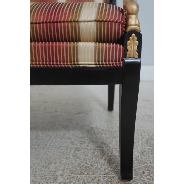 Pair Neoclassical Dolphin Carved Arm Black Chairs For Sale - Image 9 of 18