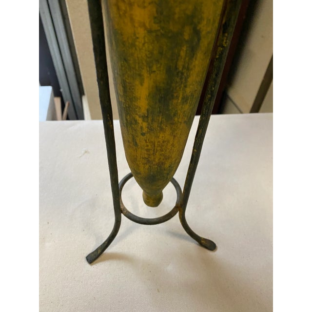 1970s Mid Century Yellow Pottery on Stand For Sale - Image 4 of 6