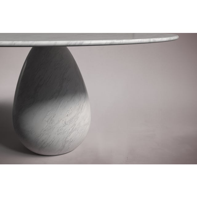 Not Yet Made - Made To Order Pearl Italian Carrara Marble Round Dining Table 60" For Sale - Image 5 of 5