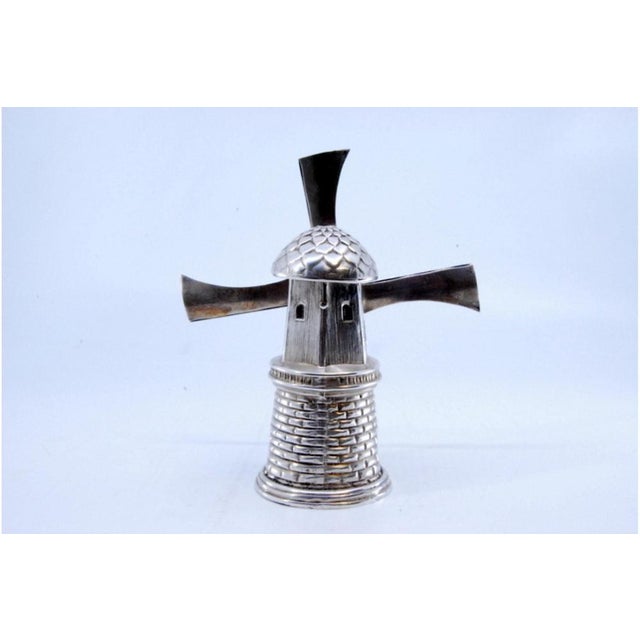 Metal Dutch Style Windmill-Shaped Toothpick Holder with Reliefs For Sale - Image 7 of 10