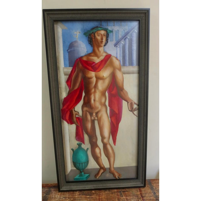 Paint Raoul Pene Du Bois Painting "Renaissance Prince " Mid Century For Sale - Image 7 of 10