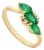 1 Carat Emerald & Diamond Three Stone Cluster Ring Size 5 in 14k Yellow Gold For Sale