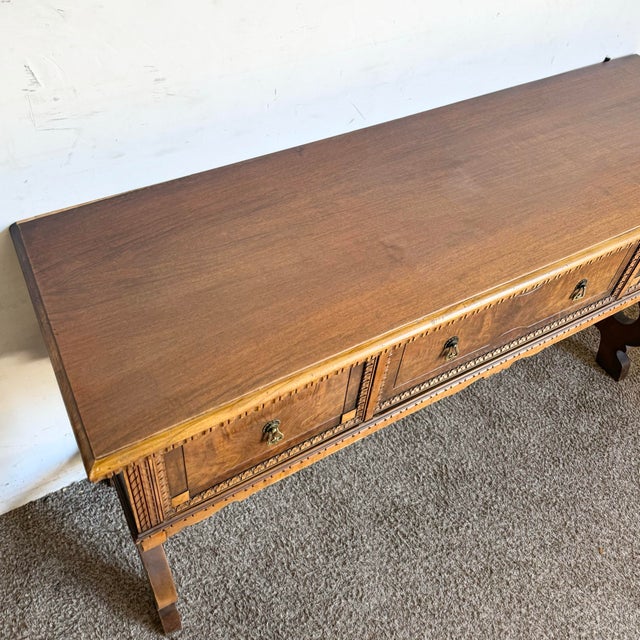 Jacobean Vintage Jacobean Style Burl and Walnut Server/Sideboard For Sale - Image 3 of 12
