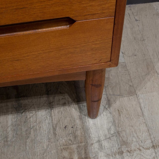 Brown Mid-Century Ew Bach Tall Teak Dressers With Sculpted Handles C.1950-Price Per Piece For Sale - Image 8 of 12