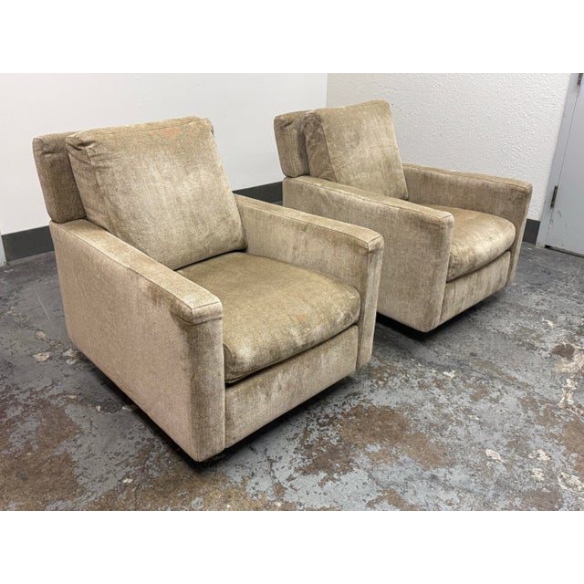 Modern Natuzzi Editions Inside C245 Fabric Swivel Chairs, Pair For Sale - Image 3 of 12