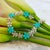 Metal Nina Zhou Turquoise Moonstone Diamond Cherry Blossom Bracelet in 14k Yellow Gold For Sale - Image 7 of 7