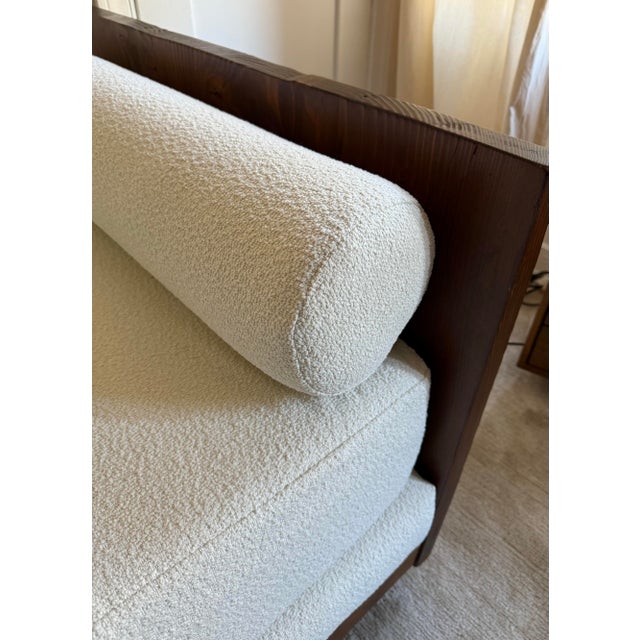 A Hand-Crafted Wood and Bouclé Daybed, 21st Century For Sale - Image 11 of 12