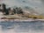Interesting look at what we think is a war beach view from the Pacific Theater, WWII. Watercolor, unsigned, 11 x 9.